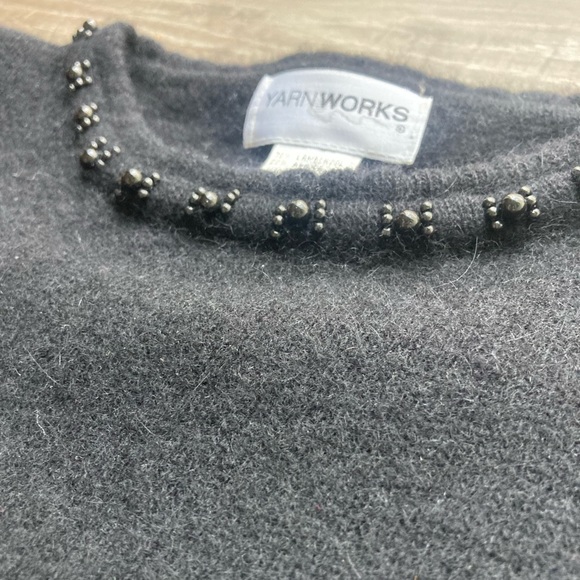 Yarnworks Sweater Black Wool Beaded Size Large - Picture 3 of 5